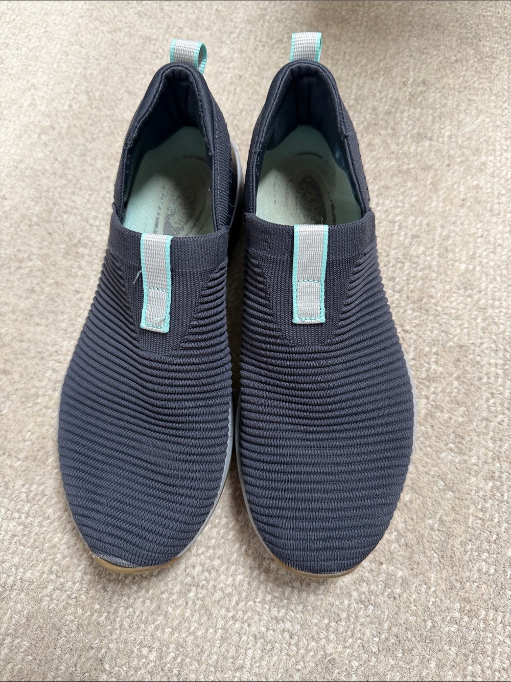 Ryka Women's Slip-On Athletic Sneakers in Navy with Mint Accents